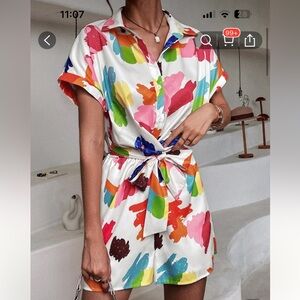 SHEIN Colorful Abstract Print Romper